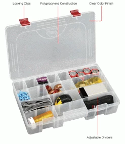 Plano Molding Plano ProLatch™ StowAway® 6-21 Adjustable Compartment Box, 14"Wx9-1/8"Dx2-13/16"H, Clear - Pkg Qty 3 -Containers & Organizers Sales Store 493286 1wco