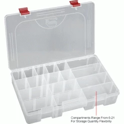 Plano Molding Plano ProLatch™ StowAway® 6-21 Adjustable Compartment Box, 14"Wx9-1/8"Dx2-13/16"H, Clear - Pkg Qty 3 -Containers & Organizers Sales Store 493286 3wco