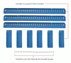 Global Industrial™ Divider Kit for 3"H Drawer of Modular Drawer Cabinet 30"Wx27"D, Blue -Containers & Organizers Sales Store 493341IN 3wco