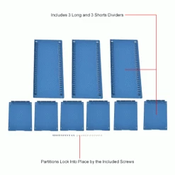 Global Industrial™ Divider Kit for 10"H Drawer of Modular Drawer Cabinet 30"Wx27"D, Blue -Containers & Organizers Sales Store 493344IN 3wco