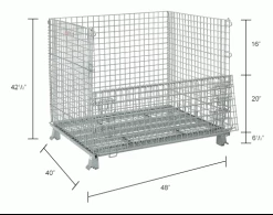 Global Industrial&#153, Folding Wire Container, 48"L x 40"W x 42-1/2"H, 3000 Lb. Capacity -Containers & Organizers Sales Store 493394IN dim