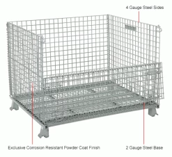Global Industrial™ Folding Wire Container 48"L x 40"W x 36-1/2"H 3000 Lb. Capacity -Containers & Organizers Sales Store 493395IN 1wco