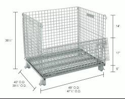 Global Industrial™ Folding Wire Container 48"L x 40"W x 36-1/2"H 3000 Lb. Capacity -Containers & Organizers Sales Store 493395IN dim