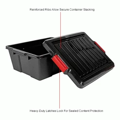 Quantum Storage Systems Quantum Heavy-Duty Latch Container with Lid 21"Lx15-7/8"x7-3/4"H Black Price Each - Pkg Qty 6 -Containers & Organizers Sales Store 493488BKIN 3wco
