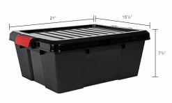 Quantum Storage Systems Quantum Heavy-Duty Latch Container with Lid 21"Lx15-7/8"x7-3/4"H Black Price Each - Pkg Qty 6 -Containers & Organizers Sales Store 493488BKIN dim