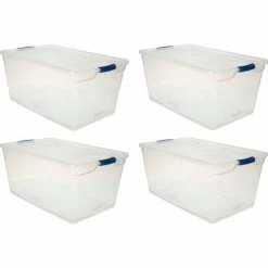 Rubbermaid® Cleverstore™ Clear Latching Storage Tote w/Lid 95 Qt 29"Lx17-3/4"Wx13-1/4"H - Pkg Qty 4 11 Rubbermaid® Cleverstore™ Clear Latching Storage Tote w/Lid 95 Qt 29"Lx17-3/4"Wx13-1/4"H - Pkg Qty 4 -Containers & Organizers Sales Store 493497 4
