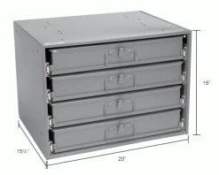 Durham Mfg. Durham Steel Compartment Box Rack Heavy Duty Bearing 20 x 15-3/4 x 15 with 4 of 20-Compartment Boxes -Containers & Organizers Sales Store 493504IN dim