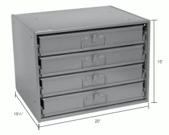 Durham Mfg. Durham Steel Compartment Box Rack Heavy Duty Bearing 20 x 15-3/4 x 15 with 4 Adj Divider Boxes -Containers & Organizers Sales Store 493507IN dim