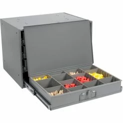 Durham Mfg. Durham Steel Compartment Box Rack Heavy Duty Bearing 20 x 15-3/4 x 15 with 4 Adj Divider Boxes -Containers & Organizers Sales Store 493507 02