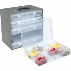 Durham Mfg. Durham Steel Compartment Box Rack 13-1/2 x 9-1/8 x 13-1/4 with 5 of 16-Compartment Plastic Boxes -Containers & Organizers Sales Store 493511 02