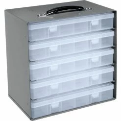 Durham Mfg. Durham Steel Compartment Box Rack 13-1/2 x 9-1/8 x 13-1/4 with 5 of 24-Compartment Plastic Boxes
