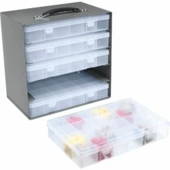 Durham Mfg. Durham Steel Compartment Box Rack 13-1/2 x 9-1/8 x 13-1/4 with 5 of 24-Compartment Plastic Boxes -Containers & Organizers Sales Store 493512 05