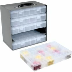 Durham Mfg. Durham Steel Compartment Box Rack 13-1/2 x 9-1/8 x 13-1/4 with 5 of Adjustable Divider Plastic Boxes