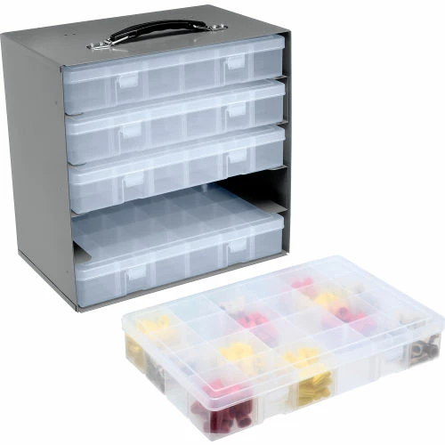 Durham Mfg. Durham Steel Compartment Box Rack 13-1/2 x 9-1/8 x 13-1/4 with 5 of Adjustable Divider Plastic Boxes 1 Durham Mfg. Durham Steel Compartment Box Rack 13-1/2 x 9-1/8 x 13-1/4 with 5 of Adjustable Divider Plastic Boxes