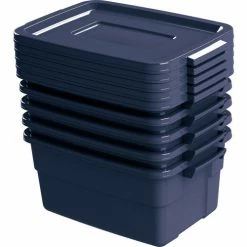 Rubbermaid® Roughneck™ Tote 3 Gallon 15-11/16"L x 10-5/8"W x 7"H Dark Indigo Metallic - Pkg Qty 6 -Containers & Organizers Sales Store 493590 4
