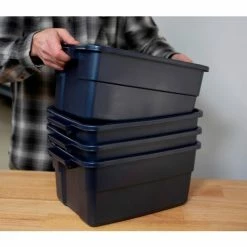 Rubbermaid® Roughneck™ Tote 3 Gallon 15-11/16"L x 10-5/8"W x 7"H Dark Indigo Metallic - Pkg Qty 6 -Containers & Organizers Sales Store 493590 6