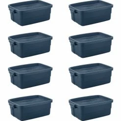 Rubbermaid® Roughneck™ Tote 10 Gallon 18"L x 12"W x 8-1/2"H Dark Indigo Metallic - Pkg Qty 8 -Containers & Organizers Sales Store 493591 2