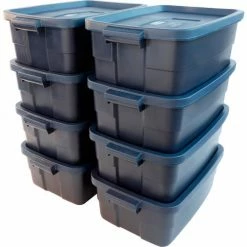 Rubbermaid® Roughneck™ Tote 10 Gallon 18"L x 12"W x 8-1/2"H Dark Indigo Metallic - Pkg Qty 8 -Containers & Organizers Sales Store 493591 5