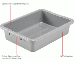 Global Industrial™ NSF Plastic Bus Tub, 20"L x 15"W x 5"H, Gray - Pkg Qty 12 -Containers & Organizers Sales Store 493681GYIN 1wco