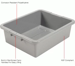 Global Industrial™ NSF Plastic Bus Tub, 21-1/2"L x 17-3/4"W x 7"H, Gray - Pkg Qty 5 -Containers & Organizers Sales Store 493683GYIN 1wco