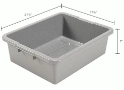 Global Industrial™ NSF Plastic Bus Tub, 21-1/2"L x 17-3/4"W x 7"H, Gray - Pkg Qty 5 -Containers & Organizers Sales Store 493683GYIN dim