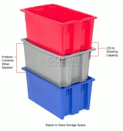 Global Industrial™ Stack and Nest Storage Container SNT180 No Lid 18 x 11 x 6, Blue - Pkg Qty 6 -Containers & Organizers Sales Store 498403 4wco