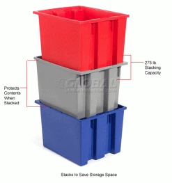 Global Industrial™ Stack and Nest Storage Container SNT190 No Lid 19-1/2 x 15-1/2 x 10, Red - Pkg Qty 6 -Containers & Organizers Sales Store 498422 4wco 1