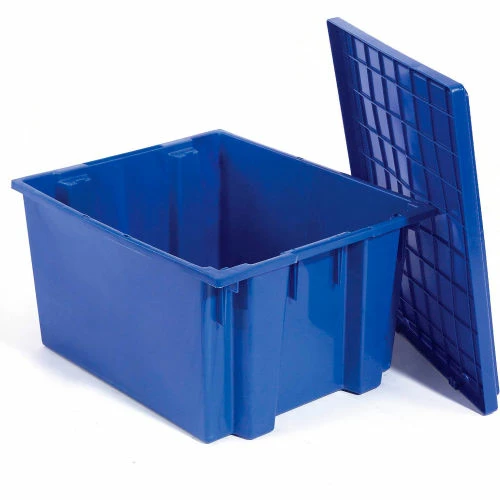 Global Industrial Stack and Nest Storage Container SNT300 No Lid 29-1/2 x 19-1/2 x 15, Blue - Pkg Qty 3 2 Global Industrial Stack and Nest Storage Container SNT300 No Lid 29-1/2 x 19-1/2 x 15, Blue - Pkg Qty 3 - Image 2