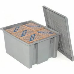 Akro-Mils Nest & Stack Tote 35225 - 23-1/2"L x 19-1/2"W x 10"H, Gray - Pkg Qty 3 -Containers & Organizers Sales Store 498427GY 04 3