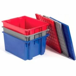 Akro-Mils Nest & Stack Tote 35230 - 23-1/2"L x 19-1/2"W x 13"H, Gray - Pkg Qty 3 -Containers & Organizers Sales Store 498427GY 14 2