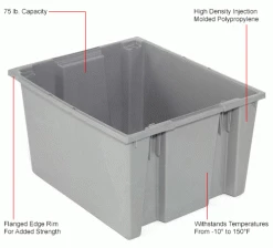 Akro-Mils Nest & Stack Tote 35230 - 23-1/2"L x 19-1/2"W x 13"H, Gray - Pkg Qty 3 -Containers & Organizers Sales Store 498427GY 1wco