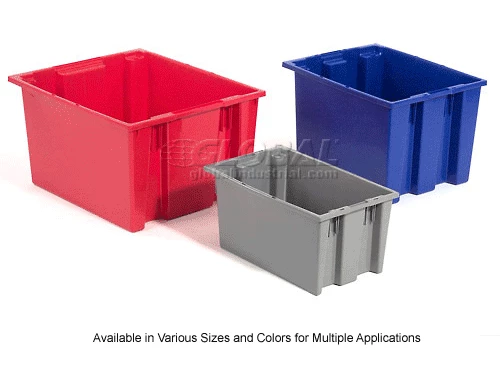 Global Industrial Stack and Nest Storage Container SNT300 No Lid 29-1/2 x 19-1/2 x 15, Blue - Pkg Qty 3 20 Global Industrial Stack and Nest Storage Container SNT300 No Lid 29-1/2 x 19-1/2 x 15, Blue - Pkg Qty 3 - Image 20