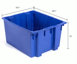 Akro-Mils Nest & Stack Tote 35300 - 29-1/2"L x 19-1/2"W x15"H, Blue - Pkg Qty 3 -Containers & Organizers Sales Store 498464BL dim 1
