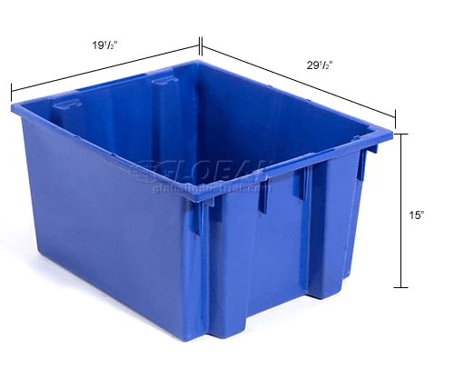 Global Industrial Stack and Nest Storage Container SNT300 No Lid 29-1/2 x 19-1/2 x 15, Blue - Pkg Qty 3 26 Global Industrial Stack and Nest Storage Container SNT300 No Lid 29-1/2 x 19-1/2 x 15, Blue - Pkg Qty 3 - Image 26