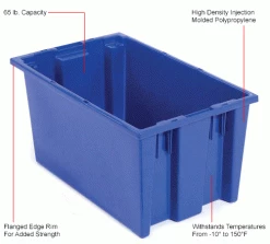 Akro-Mils Nest & Stack Tote 35200 - 19-1/2"L x 13-1/2"W x 8"H, Blue - Pkg Qty 6 -Containers & Organizers Sales Store 498830BL 1wco
