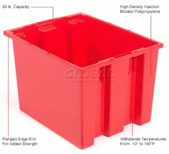 Akro-Mils Nest & Stack Tote 35240 - 23-1/2"L x 15-1/2"W x 12"H, Red - Pkg Qty 3 43 Akro-Mils Nest & Stack Tote 35240 - 23-1/2"L x 15-1/2"W x 12"H, Red - Pkg Qty 3 -Containers & Organizers Sales Store 498831RD 1wco