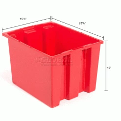 Global Industrial Stack and Nest Storage Container SNT240 No Lid 23-1/2 x 15-1/2 x 12, Red - Pkg Qty 3 51 Global Industrial Stack and Nest Storage Container SNT240 No Lid 23-1/2 x 15-1/2 x 12, Red - Pkg Qty 3 -Containers & Organizers Sales Store 498831RD dim