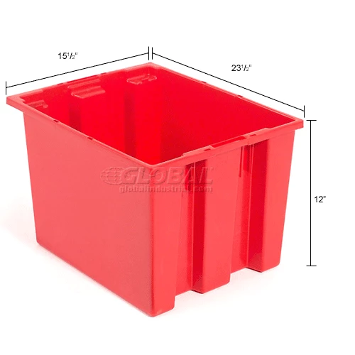 Global Industrial Stack and Nest Storage Container SNT240 No Lid 23-1/2 x 15-1/2 x 12, Red - Pkg Qty 3 26 Global Industrial Stack and Nest Storage Container SNT240 No Lid 23-1/2 x 15-1/2 x 12, Red - Pkg Qty 3 - Image 26