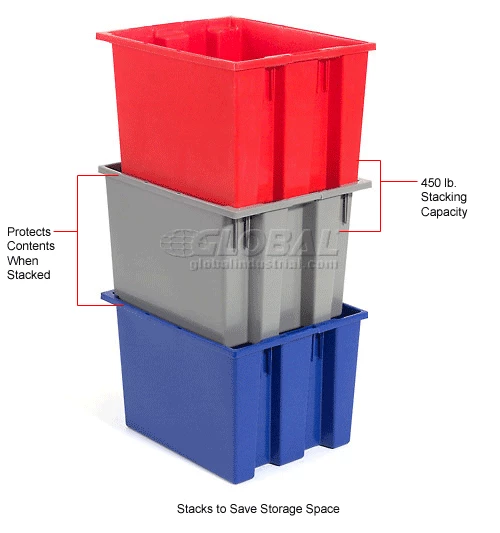 Global Industrial Stack and Nest Storage Container SNT240 No Lid 23-1/2 x 15-1/2 x 12, Red - Pkg Qty 3 22 Global Industrial Stack and Nest Storage Container SNT240 No Lid 23-1/2 x 15-1/2 x 12, Red - Pkg Qty 3 - Image 22