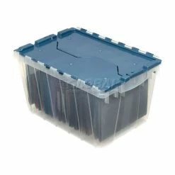Akro-Mils® Clear Attached Lid Container 66486FILEB w/File Rails - 21-1/2"L x 15"W x 12-1/2"H - Pkg Qty 6