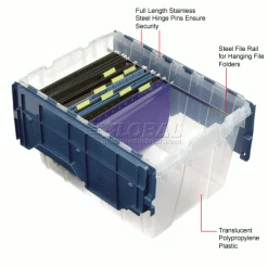 Akro-Mils® Clear Attached Lid Container 66486FILEB w/File Rails - 21-1/2"L x 15"W x 12-1/2"H - Pkg Qty 6 -Containers & Organizers Sales Store 506151 1wco
