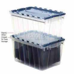 Akro-Mils® Clear Attached Lid Container 66486FILEB w/File Rails - 21-1/2"L x 15"W x 12-1/2"H - Pkg Qty 6 -Containers & Organizers Sales Store 506151 3wco