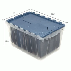 Akro-Mils® Clear Attached Lid Container 66486FILEB w/File Rails - 21-1/2"L x 15"W x 12-1/2"H - Pkg Qty 6 -Containers & Organizers Sales Store 506151 dim