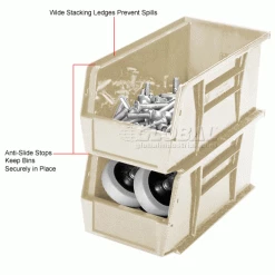 Global Industrial™ Plastic Stack & Hang Bin, 5-1/2"W x 14-3/4"D x 5"H, Beige - Pkg Qty 12 -Containers & Organizers Sales Store 550106BG 3wco