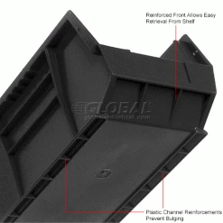 Plastic Stack & Hang Bin, 8-1/4"W x 18"D x 9"H, Black - Pkg Qty 6 -Containers & Organizers Sales Store 550106BK 2wco