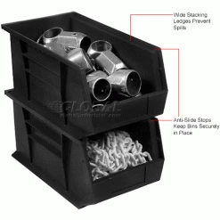 Plastic Stack & Hang Bin, 8-1/4"W x 18"D x 9"H, Black - Pkg Qty 6 -Containers & Organizers Sales Store 550106BK 3wco