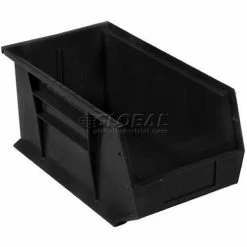 Plastic Stack & Hang Bin, 8-1/4"W x 18"D x 9"H, Black - Pkg Qty 6