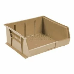 Global Industrial™ Plastic Stack & Hang Bin,11"W x 10-7/8"D x 5"H, Beige - Pkg Qty 6