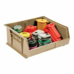 Global Industrial™ Plastic Stack & Hang Bin,11"W x 10-7/8"D x 5"H, Beige - Pkg Qty 6 -Containers & Organizers Sales Store 550114BG 01