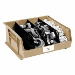 Global Industrial™ Plastic Stack & Hang Bin,11"W x 10-7/8"D x 5"H, Beige - Pkg Qty 6 -Containers & Organizers Sales Store 550114BG 06